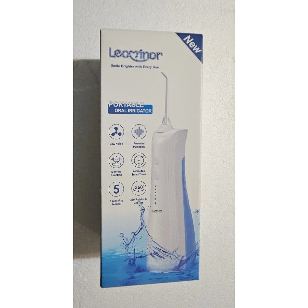 Leominor Cordless Water Flosser Portable Oral Irrigator‎ IPX7 Waterproof Black